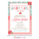 Shabby Chic Vintage Rose Baby Shower Invitation - inkberrycards