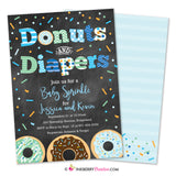 Donuts and Diapers - Baby Boy Sprinkle / Baby Shower Invitation