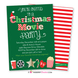 Christmas Movie Party Invitation - Chalkboard Background - Digital, Printable File or Cardstock Printed and Shipped
