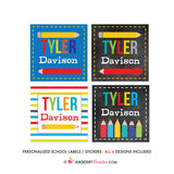 Personalized School Stickers / Labels (Printed/Shipped), Back to School Labels, Book Labels, Kids Labels, Colorful, Teacher Labels - inkberrycards