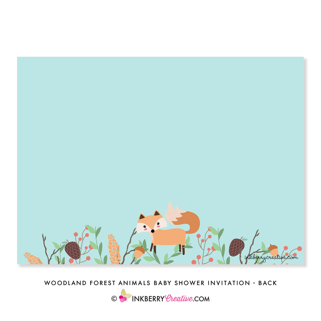 Woodland Forest Animal Baby Shower Invitation - inkberrycards
