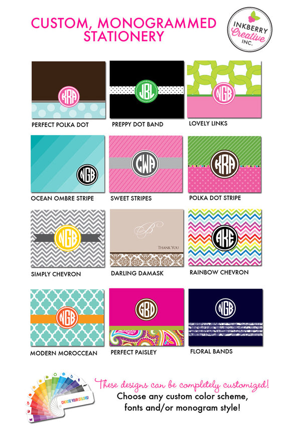 Custom Designed, Personalized and Monogrammed Stationery Sets - inkberrycards