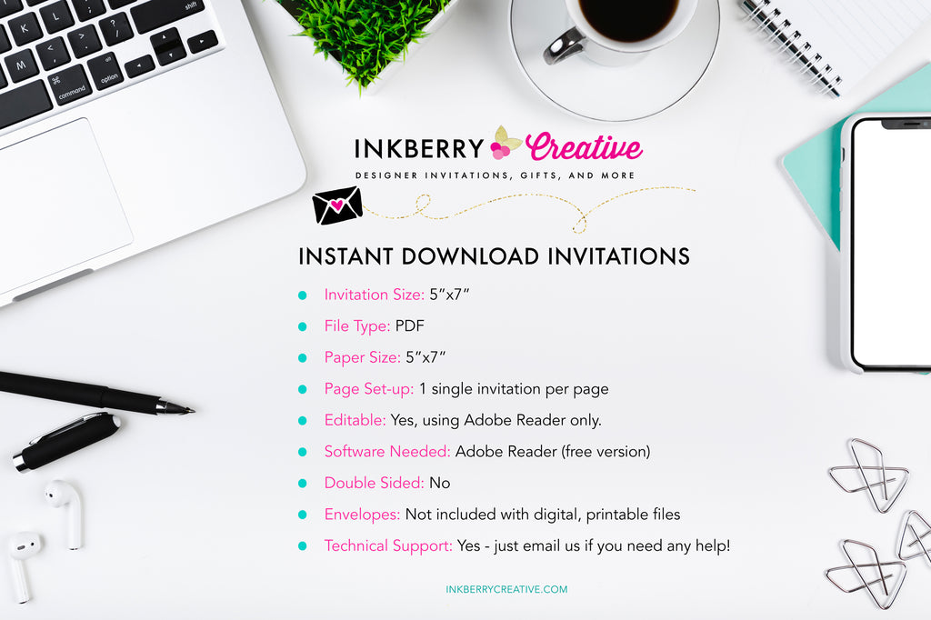 Cute as a Button First 1st Birthday Party Invitation - Printable, Instant Download, Editable, PDF
