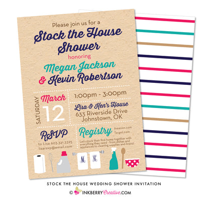Stock the House (Kraft) Couple's Wedding Shower Invitation - inkberrycards