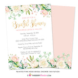 Painted Pink Rose Floral Bridal Shower Invitation - inkberrycards