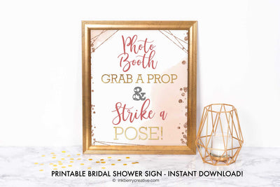 Bubbles and Brews Shower - Photo Booth Grab a Prop Sign - Printable