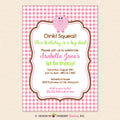 Pink Plaid Piggy Birthday Party Invitation -Girls Farm, Pink Plaid, Pig Theme Party, Pig 1st Birthday - Printable, Instant Download, Editable, PDF
