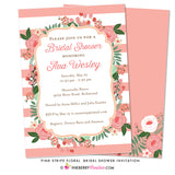 Spring Floral Stripe Bridal Shower Invitation - inkberrycards