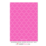 Monogram Bridal Shower Invitation - Pink and Navy Quatrefoil - inkberrycards