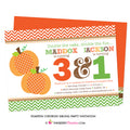 Chevron Pumpkin Sibling Birthday Party Invitation - inkberrycards