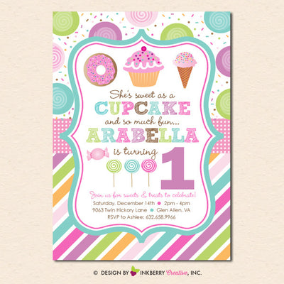 Sweet Shoppe Sprinkles Birthday Party Invitation - inkberrycards