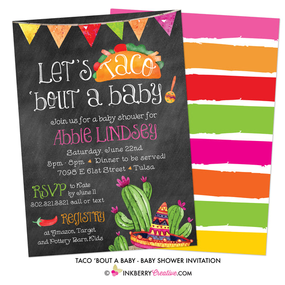 Taco 'Bout A Baby (Chalkboard Style) Baby Shower Invitation - inkberrycards