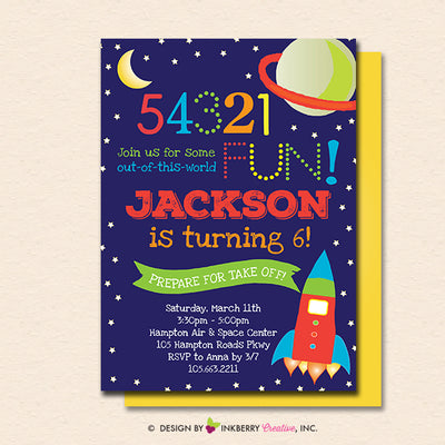 Outer Space Birthday Party Invitation - Printable, Instant Download, Editable, PDF - inkberrycards