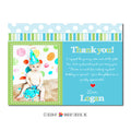 Blue & Green Polka Dot Stripe Boy's Photo Thank You Note - inkberrycards