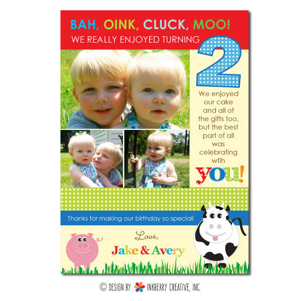 Fun on the Farm (Primary) Photo Thank You Note - inkberrycards