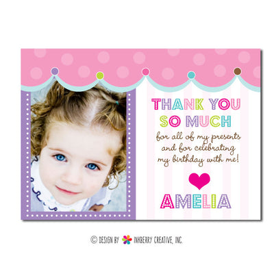 Ice Cream Shoppe Girl's Photo Thank You Note - inkberrycards