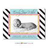 Glam Sparkle - Baby Girl Photo Birth Announcement - inkberrycards