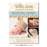 Mod Dot - Baby Boy Photo Birth Announcement - inkberrycards