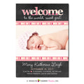 Chalkboard Patterns - Baby Girl Photo Birth Announcement - inkberrycards