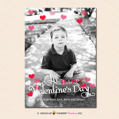 Hearts Shower Overlay - Valentine's Day Photo Card - inkberrycards