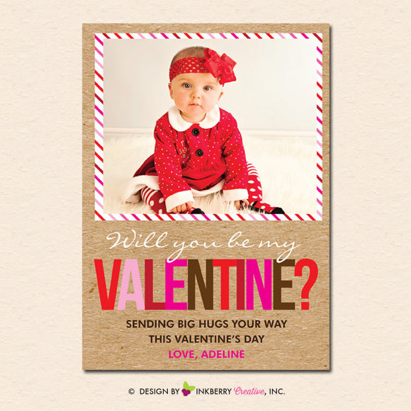 Be Mine Kraft Paper - Valentine's Day Photo Card - inkberrycards