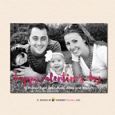 Watercolor Script Overlay - Valentine's Day Photo Card - inkberrycards
