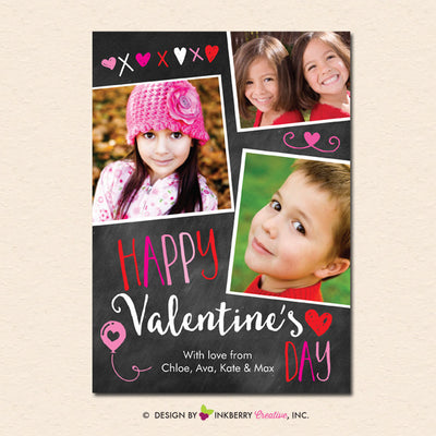 Chalkboard Doodles - Valentine's Day Photo Card - inkberrycards