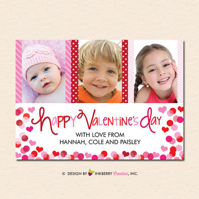 Patterns and Hearts - Valentine's Day Photo Card - inkberrycards
