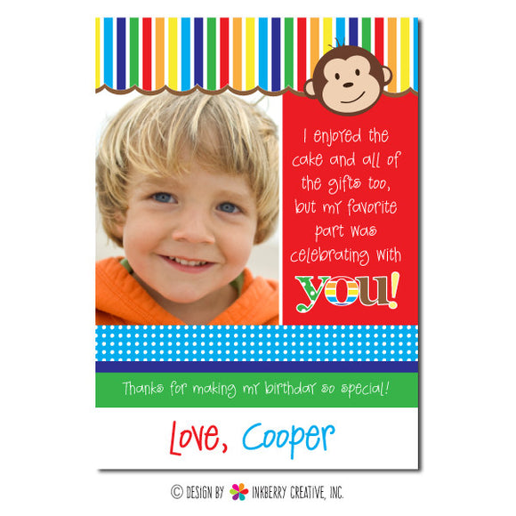 Monkey Boy (Primary) Photo Thank You Note - inkberrycards