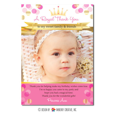 Princess Confetti Girl's Photo Thank You Note - inkberrycards