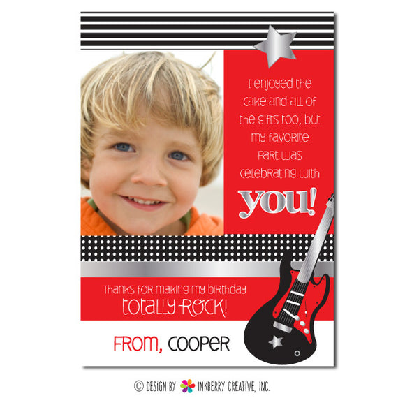 Rockstar Boy (Red) Photo Thank You Note - inkberrycards