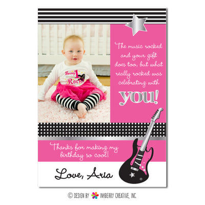Rockstar Girl Photo Thank You Note - inkberrycards
