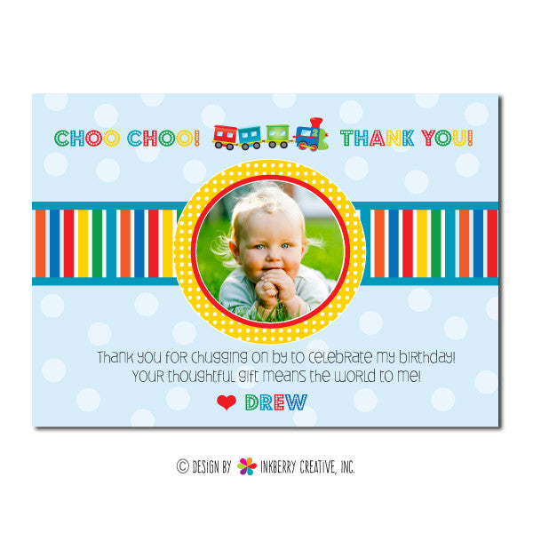 Choo Choo Train Boy's Photo Thank You Note - inkberrycards