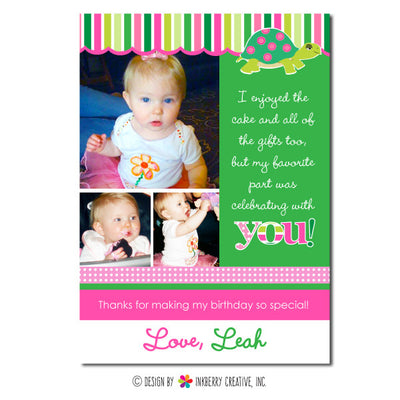Mod Turtle Girl's Photo Thank You Note - inkberrycards